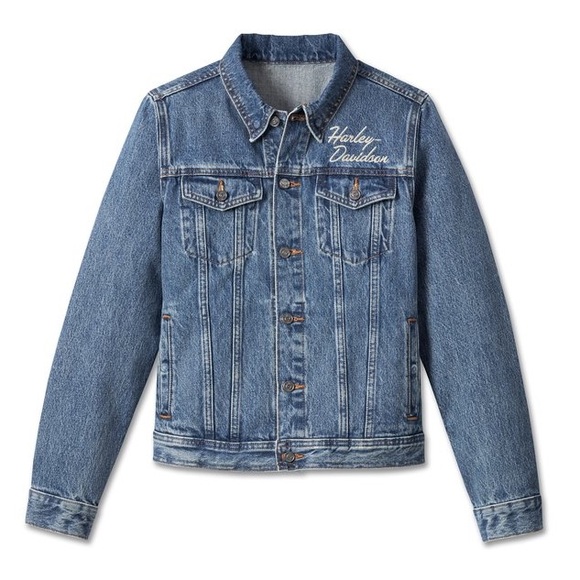 Harley-Davidson Jackets & Blazers - HARLEY DAVIDSON Women's Essential Bar & Shield Denim Jacket - Medium Indigo